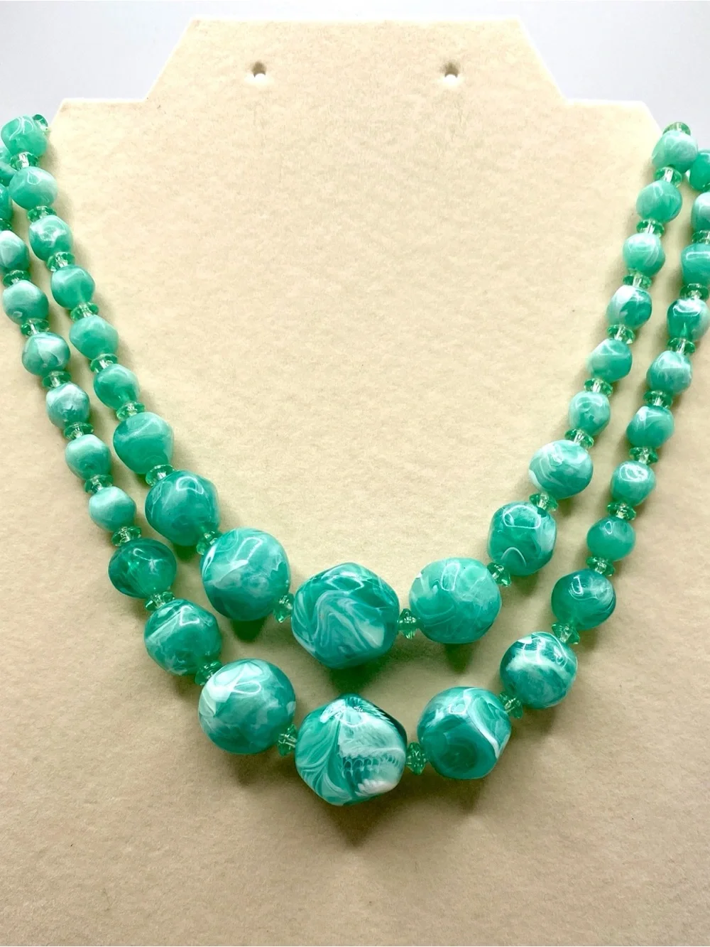 Vintage Turquoise Beaded Double-Strand Necklace